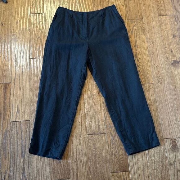 Talbots Vintsge pure Irish linen black cropped pant size 8 - Picture 3 of 11